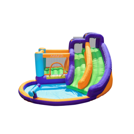 Château gonflable aquatique enfant avec aire de jeux et souffleur 750w