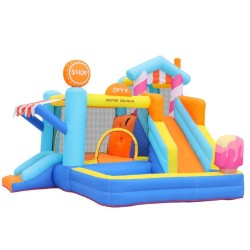 Château Gonflable avec Toboggan, aire de jeux et souffleur 450w