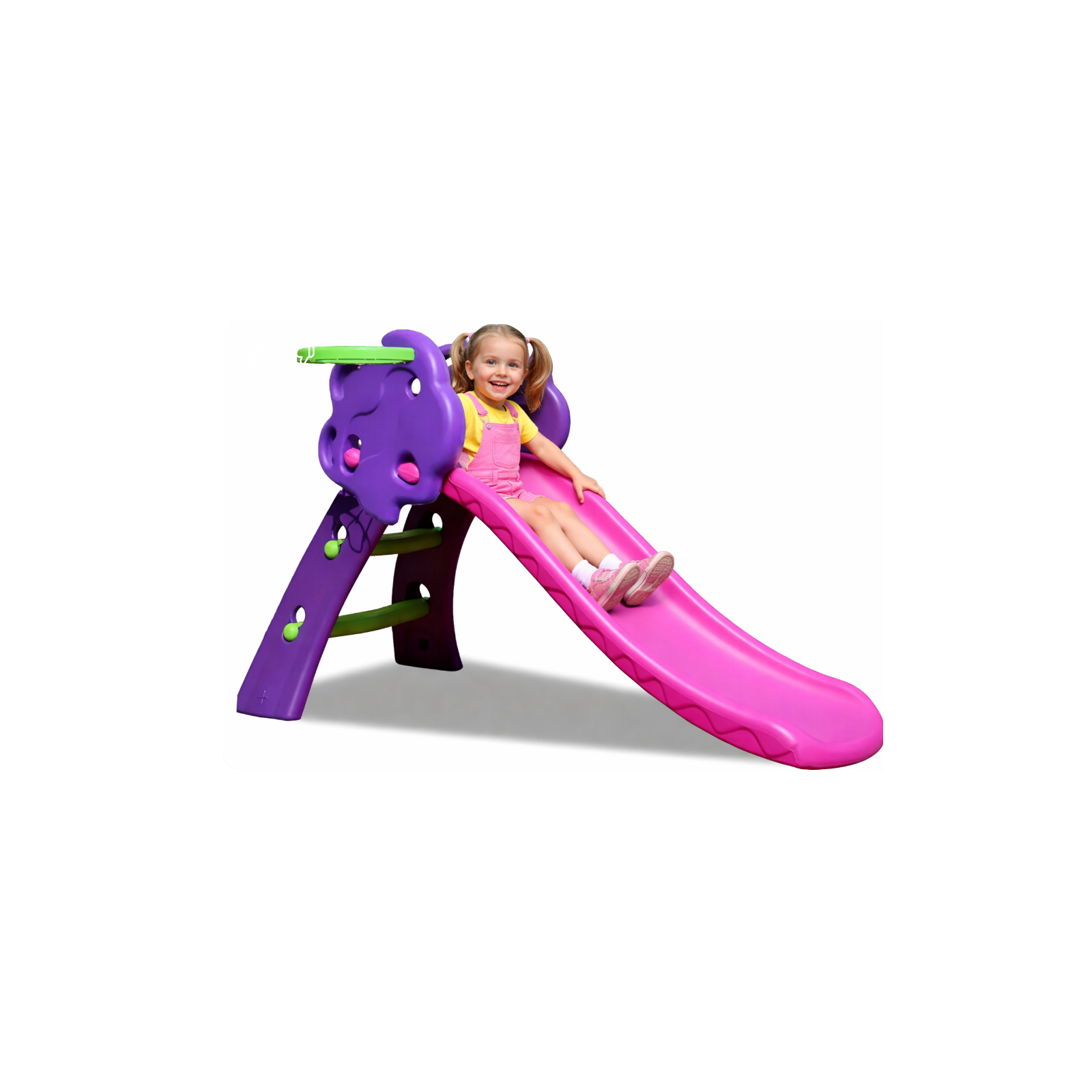 Toboggan enfant avec panier de basket 130 cm - violet / rose