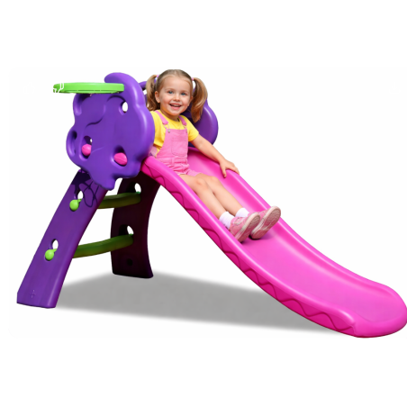Toboggan enfant avec panier de basket 130 cm - violet / rose