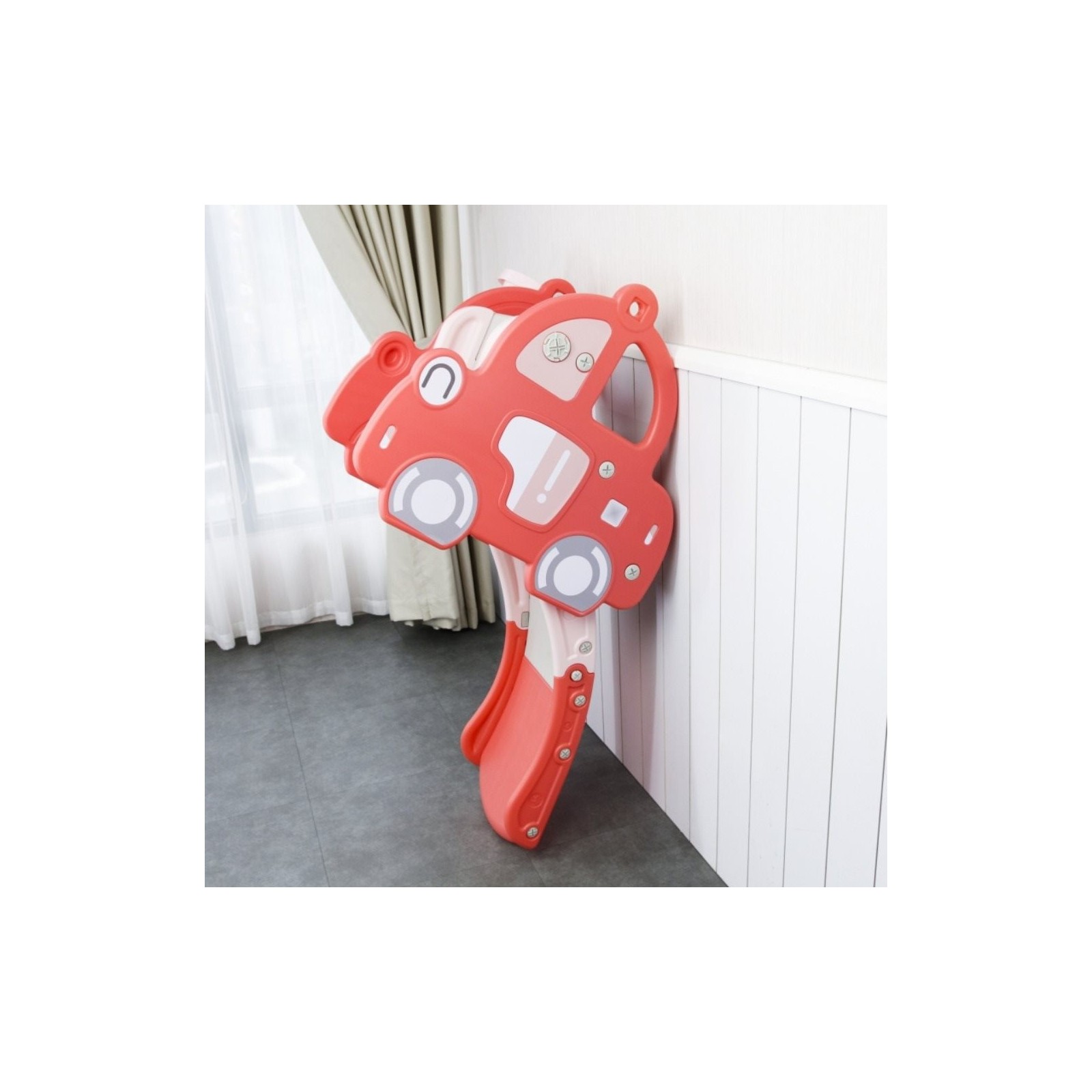 Voiture de Jeu avec Toboggan et Panier de Basket LeMiniRider Fun Racer - rouge