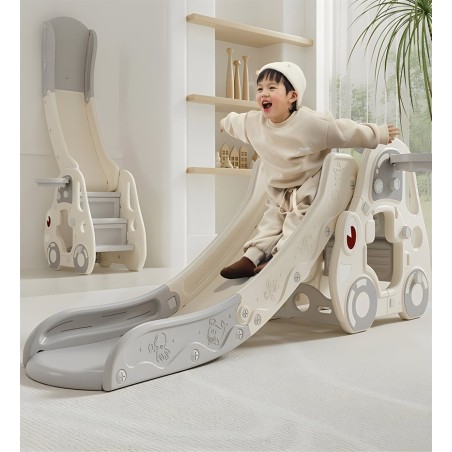 Voiture de Jeu avec Toboggan et Panier de Basket LeMiniRider Fun Racer XL – blanc