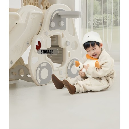 Voiture de Jeu avec Toboggan et Panier de Basket LeMiniRider Fun Racer XL – blanc