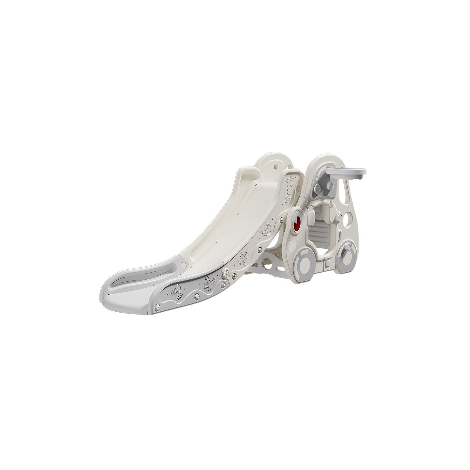Voiture de Jeu avec Toboggan et Panier de Basket LeMiniRider Fun Racer XL – blanc