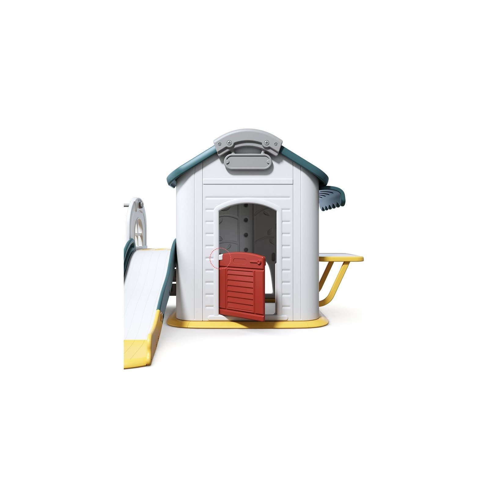 LeMiniRider Fun Playhouse XL – Aire de Jeux avec Maison, Toboggan, Balançoire et basketball