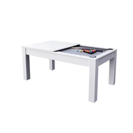 Table multi-jeux 3 en 1 Stanlord : billard, tennis de table et table à manger - blanc