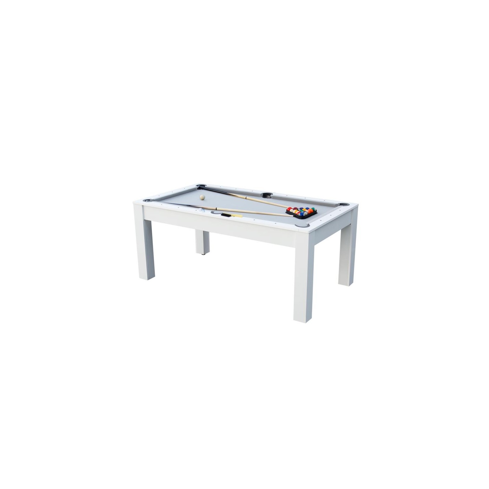Table multi-jeux 3 en 1 Stanlord : billard, tennis de table et table à manger - blanc