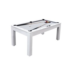 Table multi-jeux 3 en 1 Stanlord : billard, tennis de table et table à manger - blanc