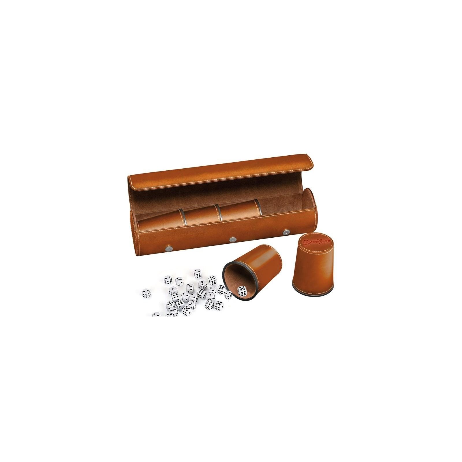 Coffret de 5 gobelets à dès Stanlord avec 25 Dés et étui transport
