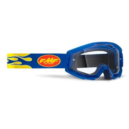 Masque Cross FMF Powercore flame navy écran transparent