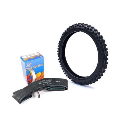 Pièces détachées Dirt bike, Pit bike Pack pneu cross avant 17" Vee Rubber + chambre à air renforcée 17" Vee Rubber