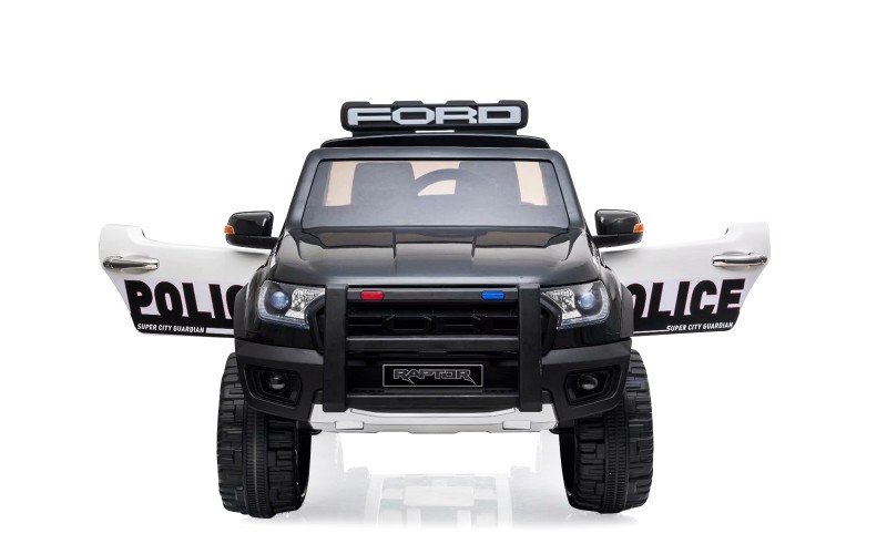 Voiture électrique enfant Ford Ranger Raptor police, 12 volts, 2 moteurs 35w, 2 places - blanc