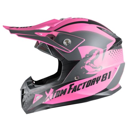 Casque motocross rose pour enfant