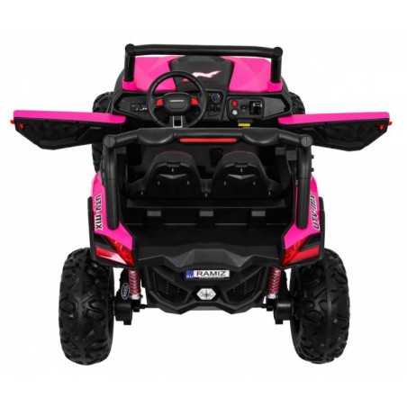 Buggy électrique enfant LMR UTV-MX 2 places 12V, 4 moteurs 45w, télécommande parentale 2.4 GHz - rose Voitures électriques